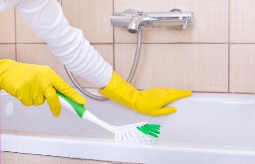 Cleaning a tiled hard floor in a Kennington property