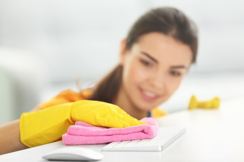 Local cleaning team planning a commercial cleaning schedule for a Kennington business
